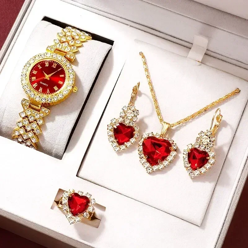 Jewelry Like Watches - Golden Luxury Watch Women Ring Necklace