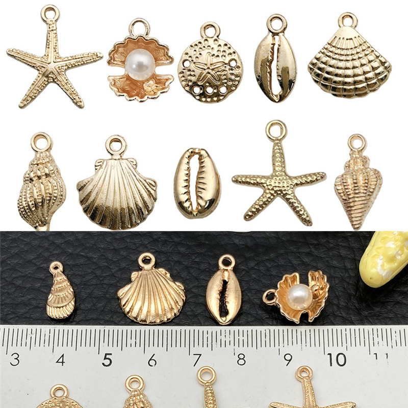 Drop Earrings - 30pcs Metal Alloy Shell Starfish Beads