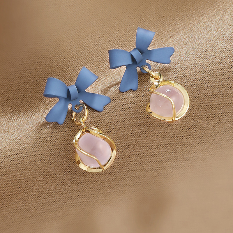 Opal Earrings Dangle - Sweet Round Opal Dangle Earrings for