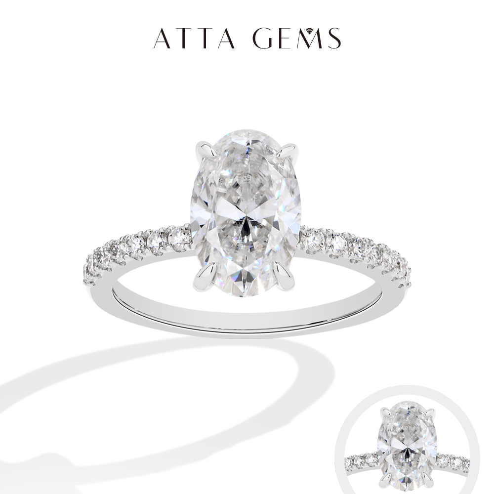 ATTAGEMS Oval Cut 3.0CT Moissa - Moissanite Ring recension och pris
