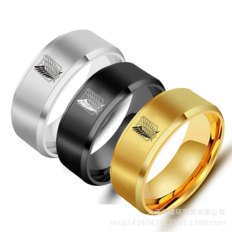 5 colors Attack on Titan Black - Titanium Steel Ring recension och pris