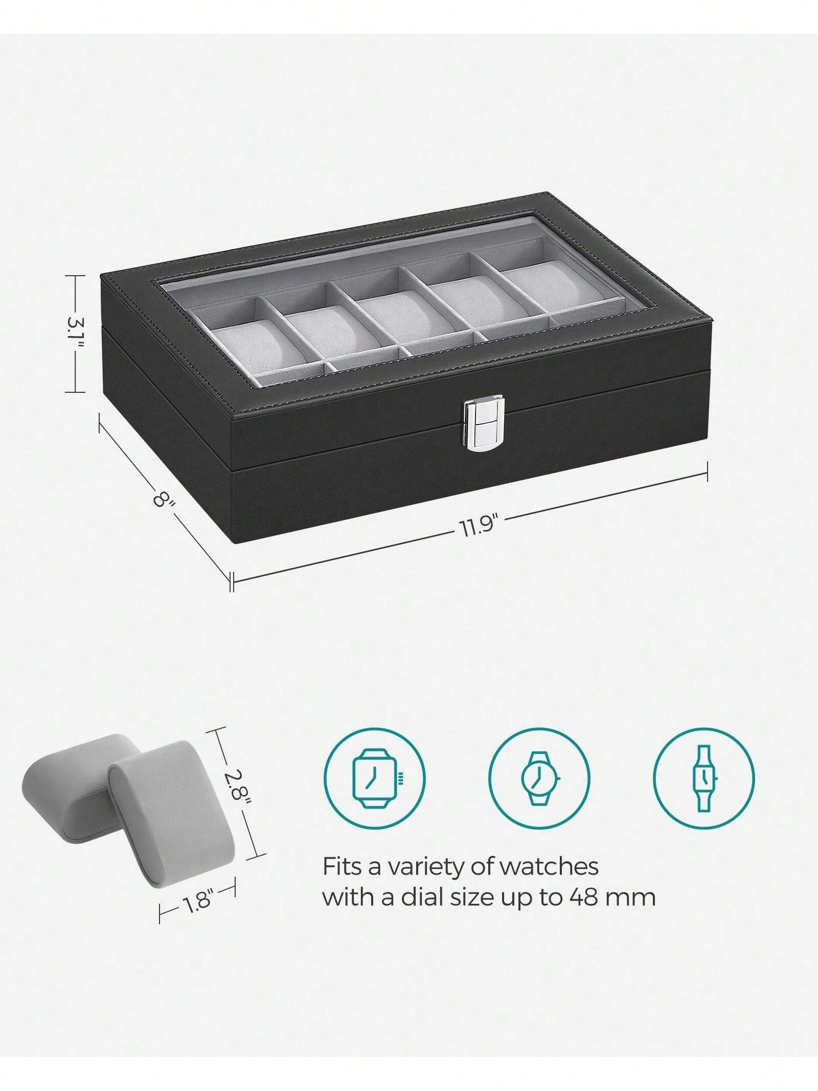 12-Slot Lockable Watch Box wit - Jewelry Watches & Accessories recension och pris