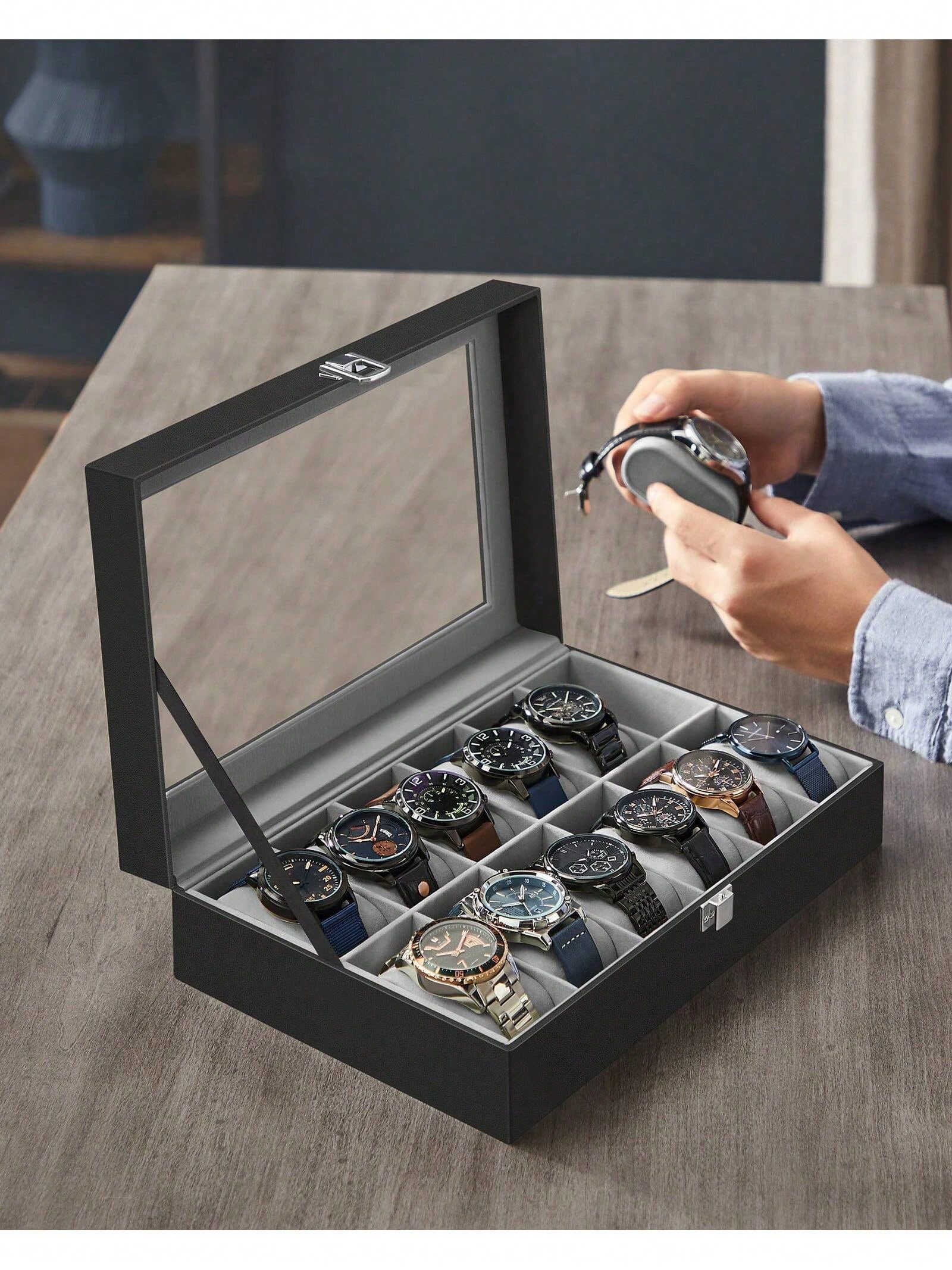 12-Slot Lockable Watch Box wit - Jewelry Watches & Accessories recension och pris