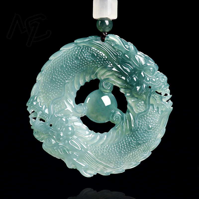Natural Real Emerald Blue Wate - Necklace Pendant recension och pris