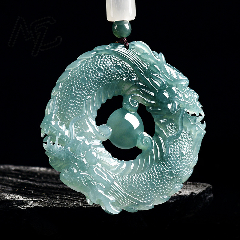 Natural Real Emerald Blue Wate - Necklace Pendant recension och pris