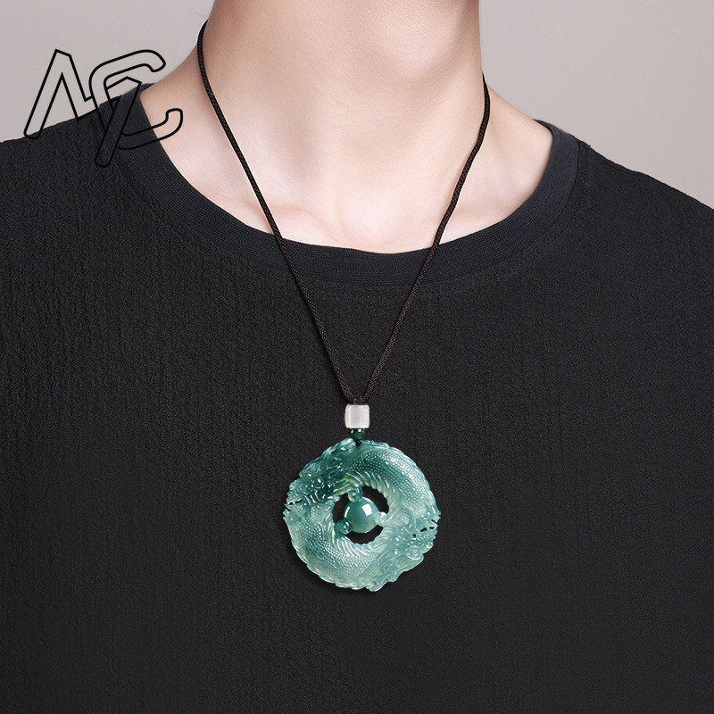 Natural Real Emerald Blue Wate - Necklace Pendant recension och pris