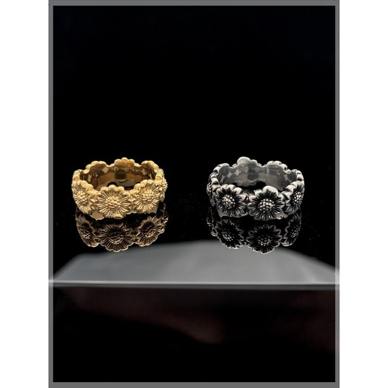 Retro Sunflower Couple Ring, P - Titanium Steel Ring recension och pris