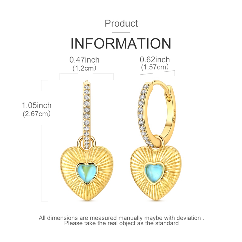 S925 Sterling Silver Heart Dan - Opal Earrings Dangle recension och pris
