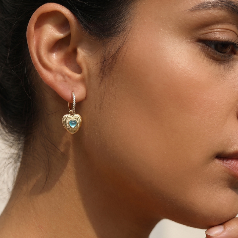 S925 Sterling Silver Heart Dan - Opal Earrings Dangle recension och pris