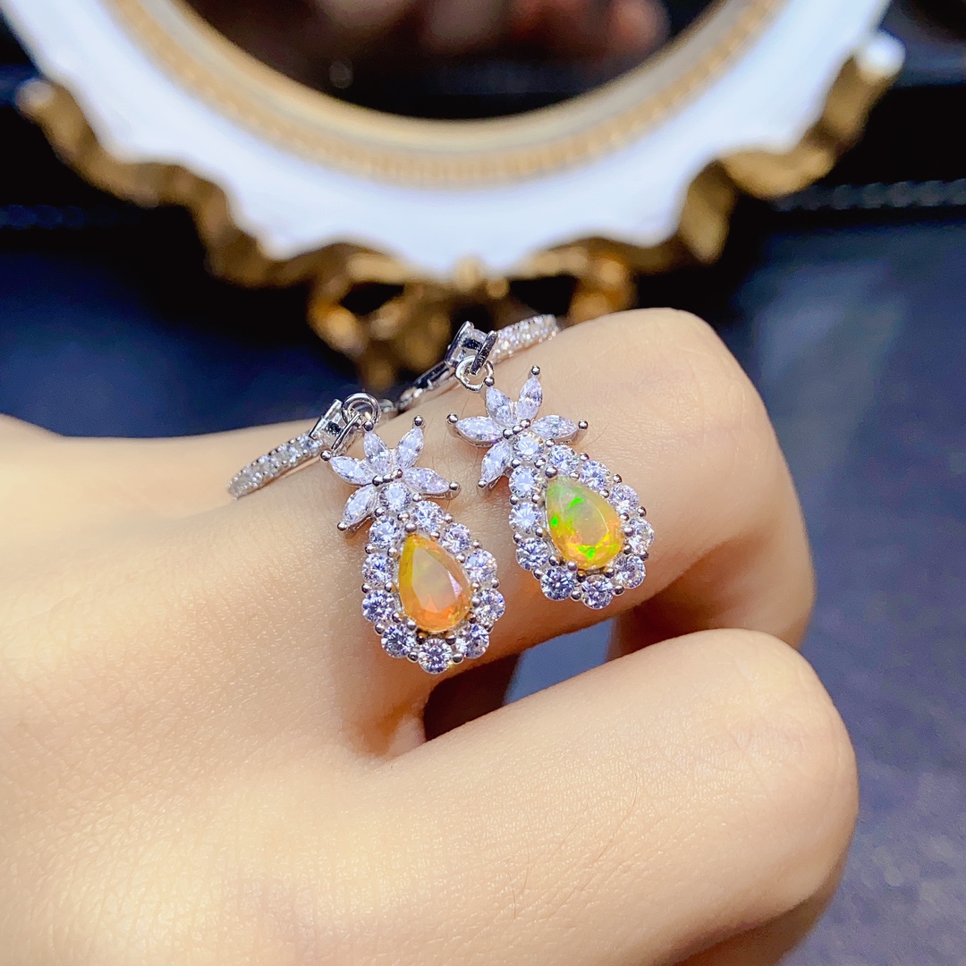 925 Sterling Silver Classical  - Opal Earrings Dangle recension och pris