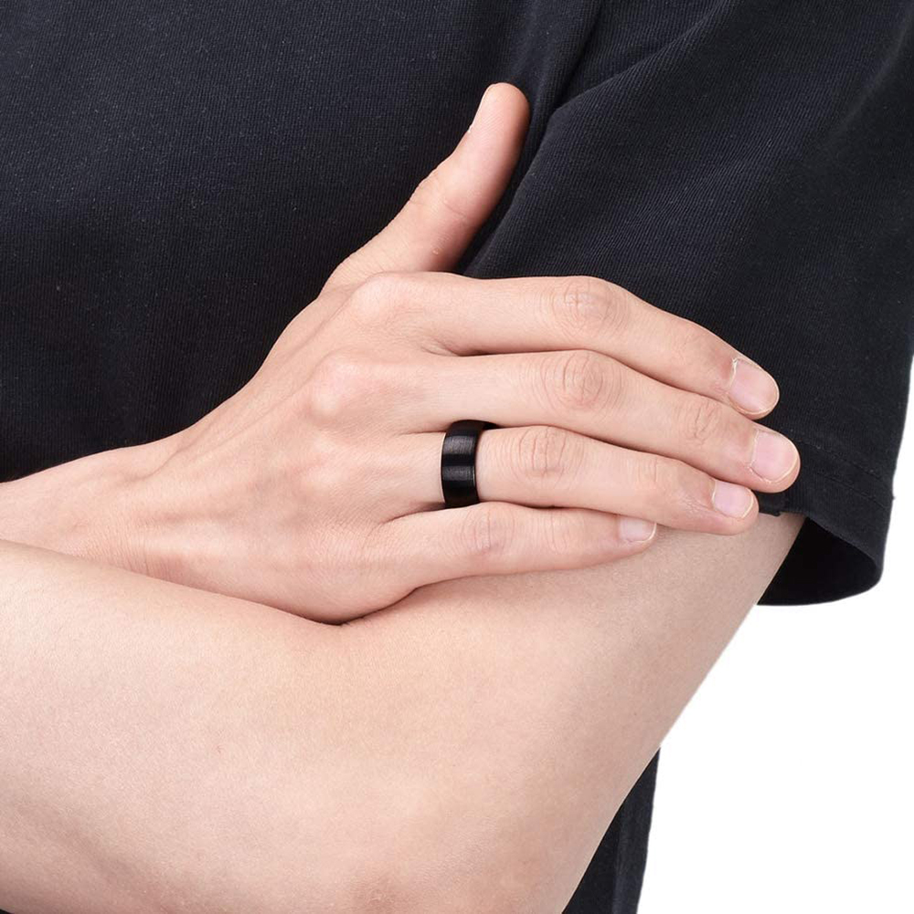 Classic 8mm Black Matte Titani - Titanium Steel Ring recension och pris