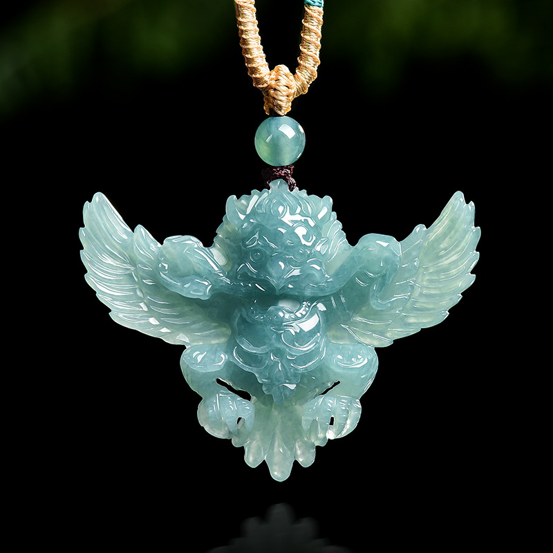 Real Natural Emerald Jade Blue - Necklace Pendant recension och pris