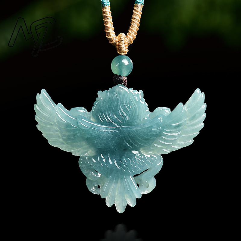 Real Natural Emerald Jade Blue - Necklace Pendant recension och pris