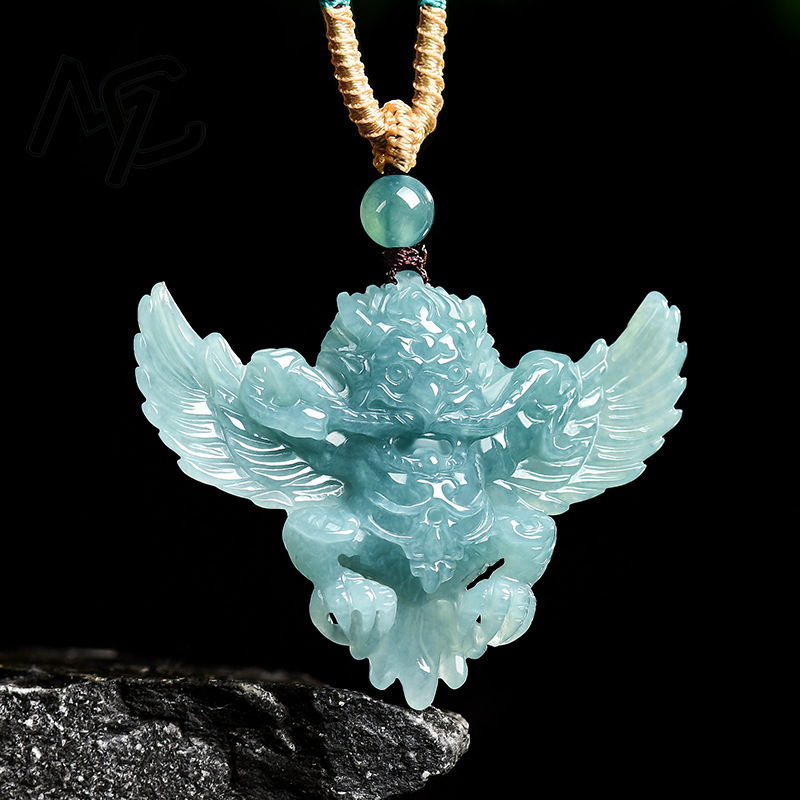 Real Natural Emerald Jade Blue - Necklace Pendant recension och pris
