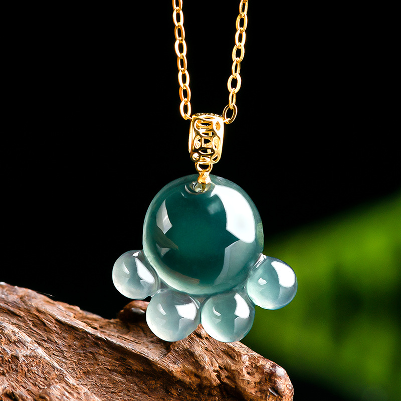 Natural Real Emerald Blue Wate - Necklace Pendant recension och pris