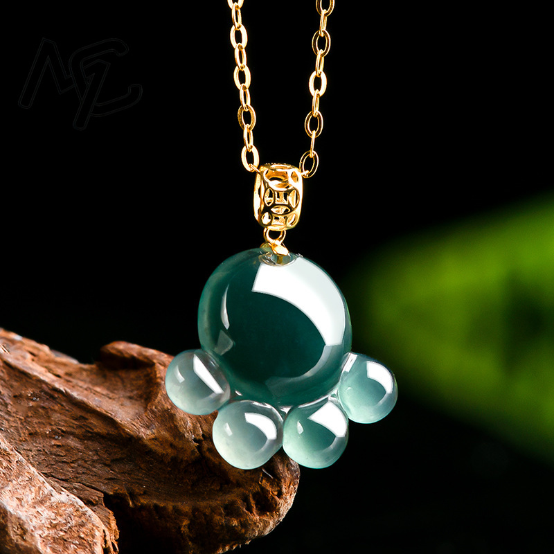 Natural Real Emerald Blue Wate - Necklace Pendant recension och pris