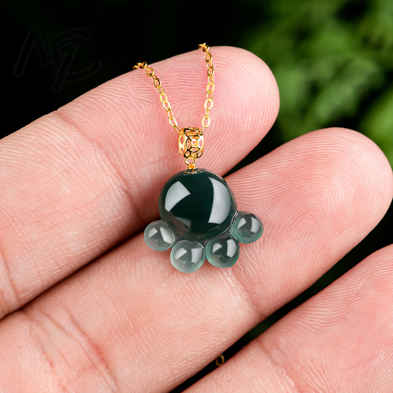 Natural Real Emerald Blue Wate - Necklace Pendant recension och pris