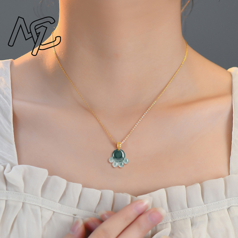 Natural Real Emerald Blue Wate - Necklace Pendant recension och pris