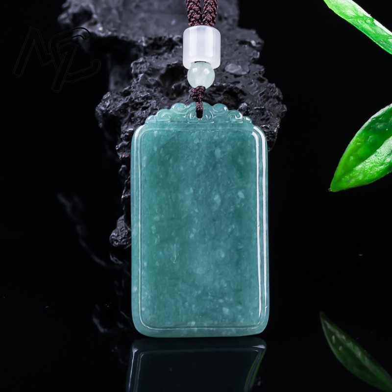 Natural Jade Blue Water Peace  - Necklace Pendant recension och pris