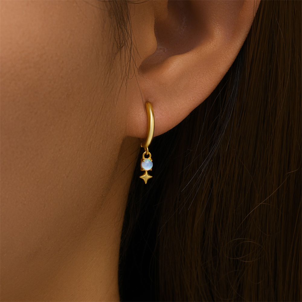 ROXI White Opal Drop Hoop Earr - Opal Earrings Dangle recension och pris