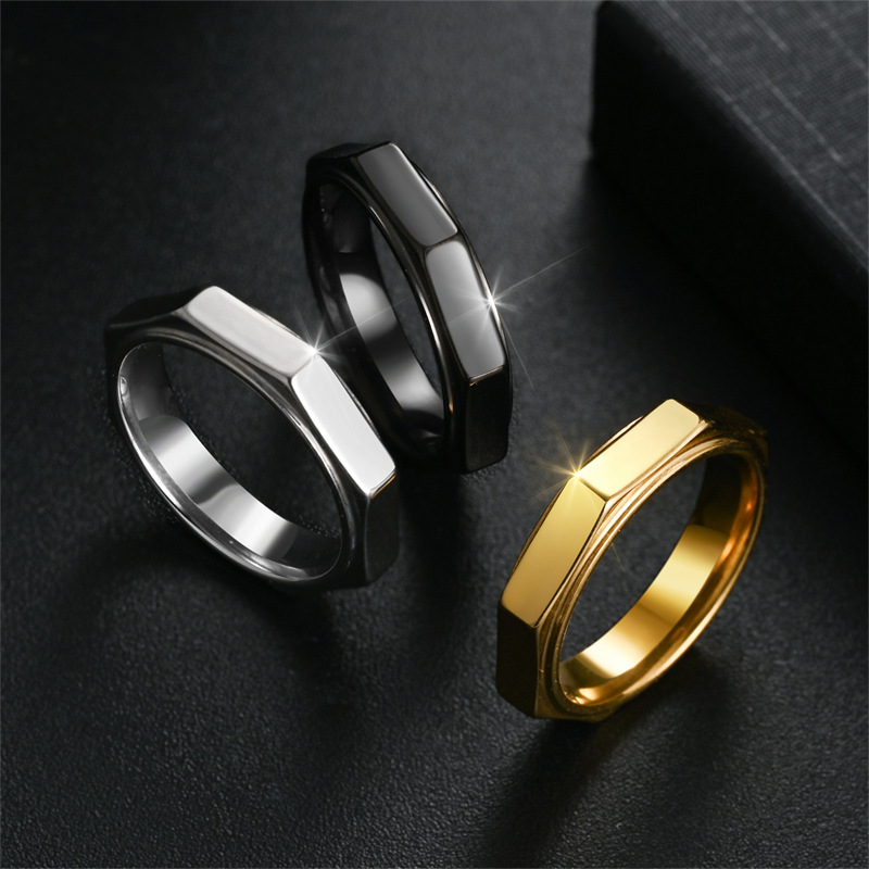 5MM Fashion Hexagon Titanium S - Titanium Steel Ring recension och pris