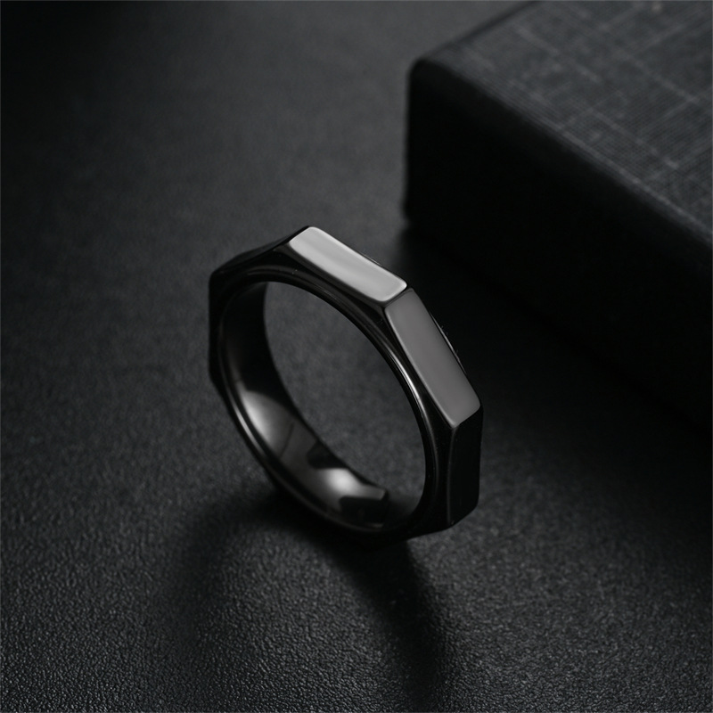 5MM Fashion Hexagon Titanium S - Titanium Steel Ring recension och pris